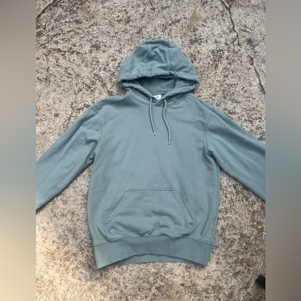 H&M Essentials Hoodie Mens Green Long Sleeve Drawstring Regular Fit Size XSmall